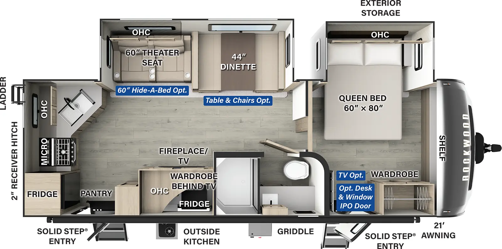 Rockwood Ultra Lite Travel Trailers 2614BS Floorplan